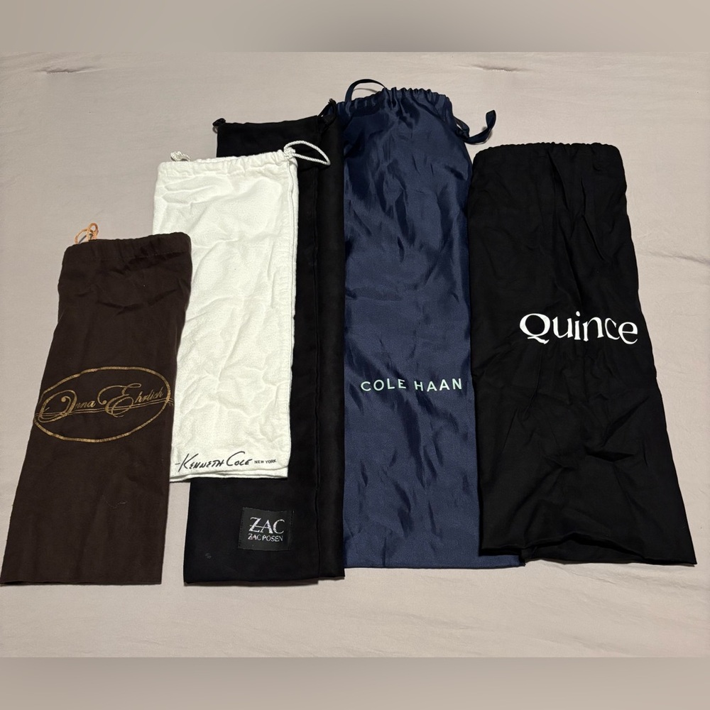 Lot of Five Dust Bags With Drawstring Various Brands, Sizes and Colors